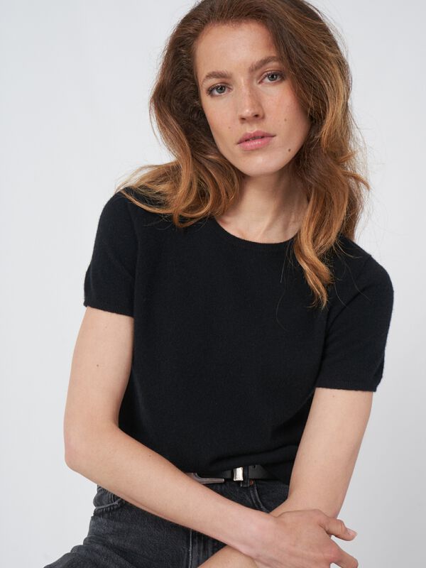 Pull à manches courtes sans coutures en cachemire biologique  image number 2