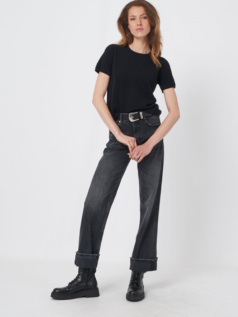 Trui met korte mouw naadloos gebreid van biologisch cashmere image number 4