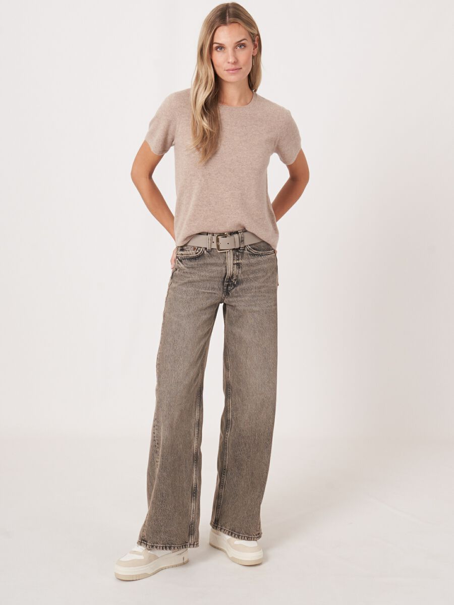 Trui met korte mouw naadloos gebreid van biologisch cashmere image number 4