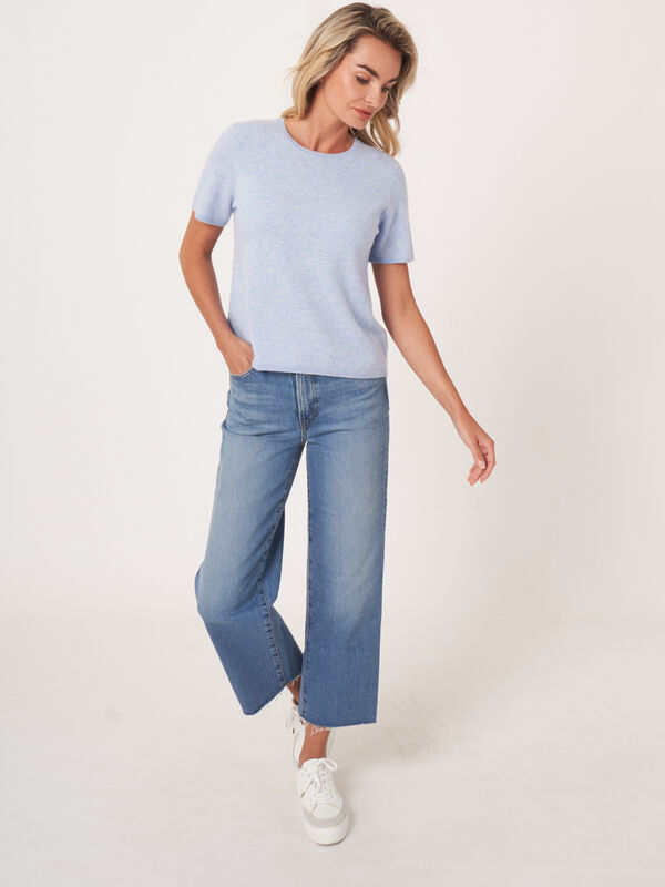 Trui met korte mouw naadloos gebreid van biologisch cashmere image number 4