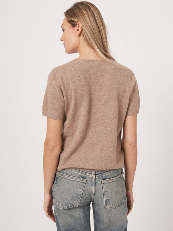 Organic cashmere seamless short sleeve sweater image number 2