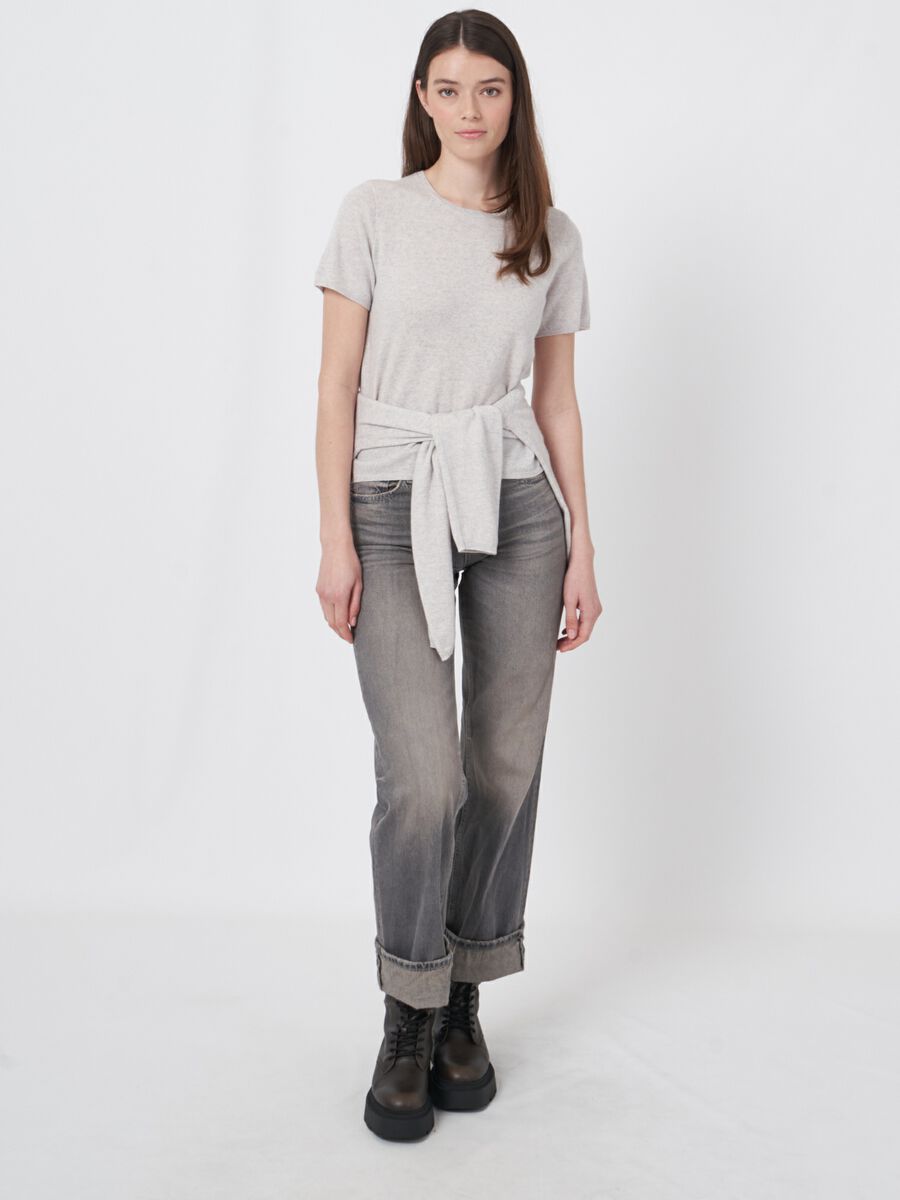 Trui met korte mouw naadloos gebreid van biologisch cashmere image number 4