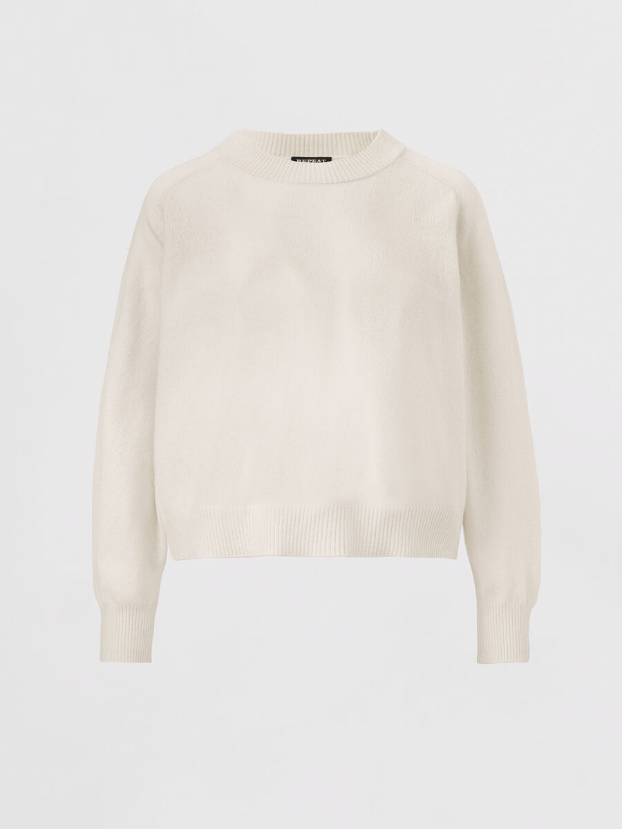 Korte raglan trui van organisch cashmere image number 1