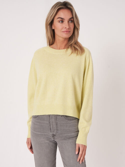 Korte raglan trui van organisch cashmere