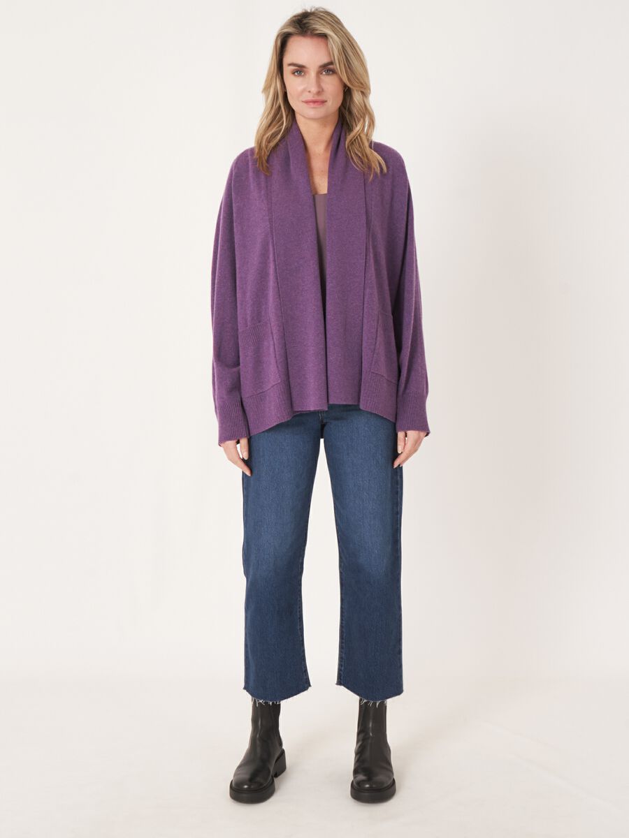 Cardigan ouvert en cachemire à col châle avec poches image number 6
