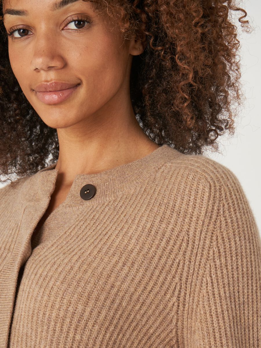 Rib Knit Cardigan Mink