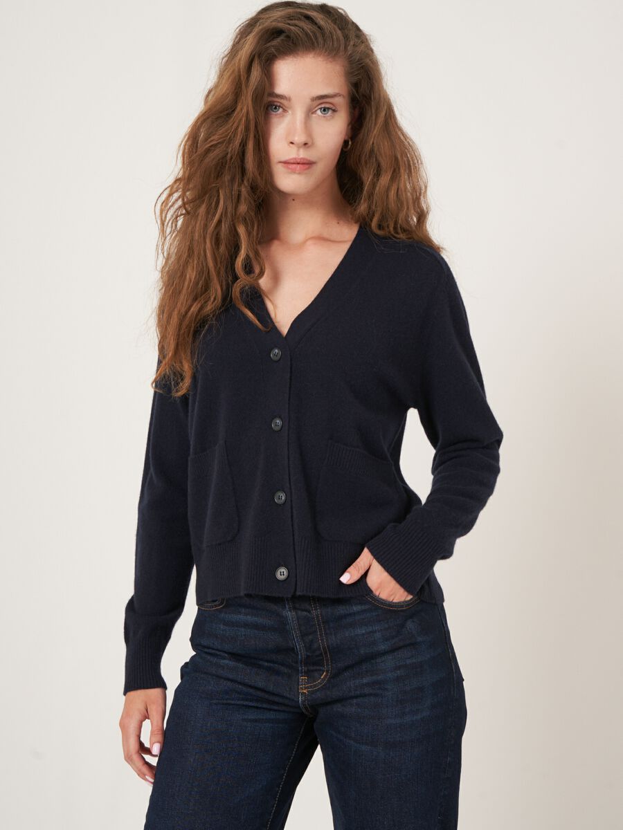 Lightweight soft knit cashmere cardigan with pockets image number 0