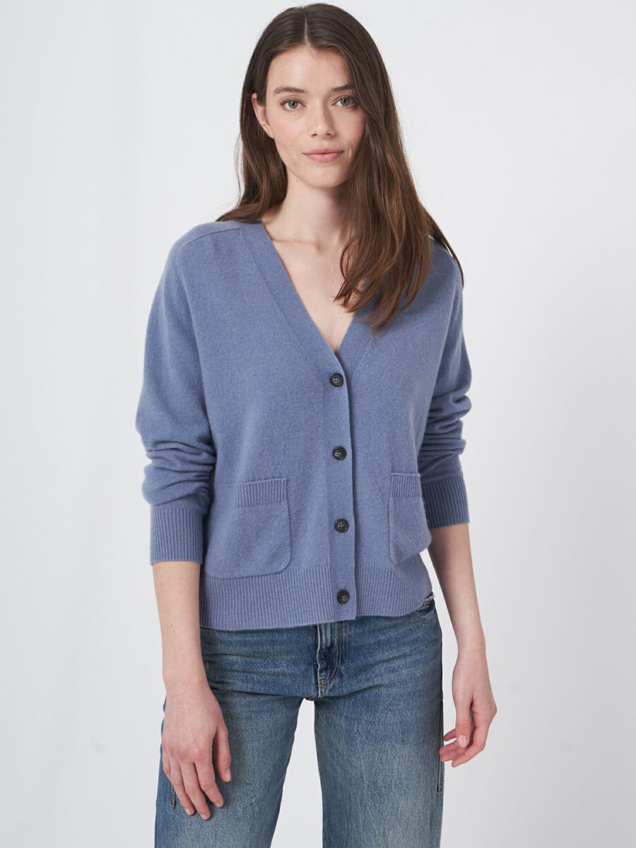 Lightweight soft knit cashmere cardigan with pockets image number 0