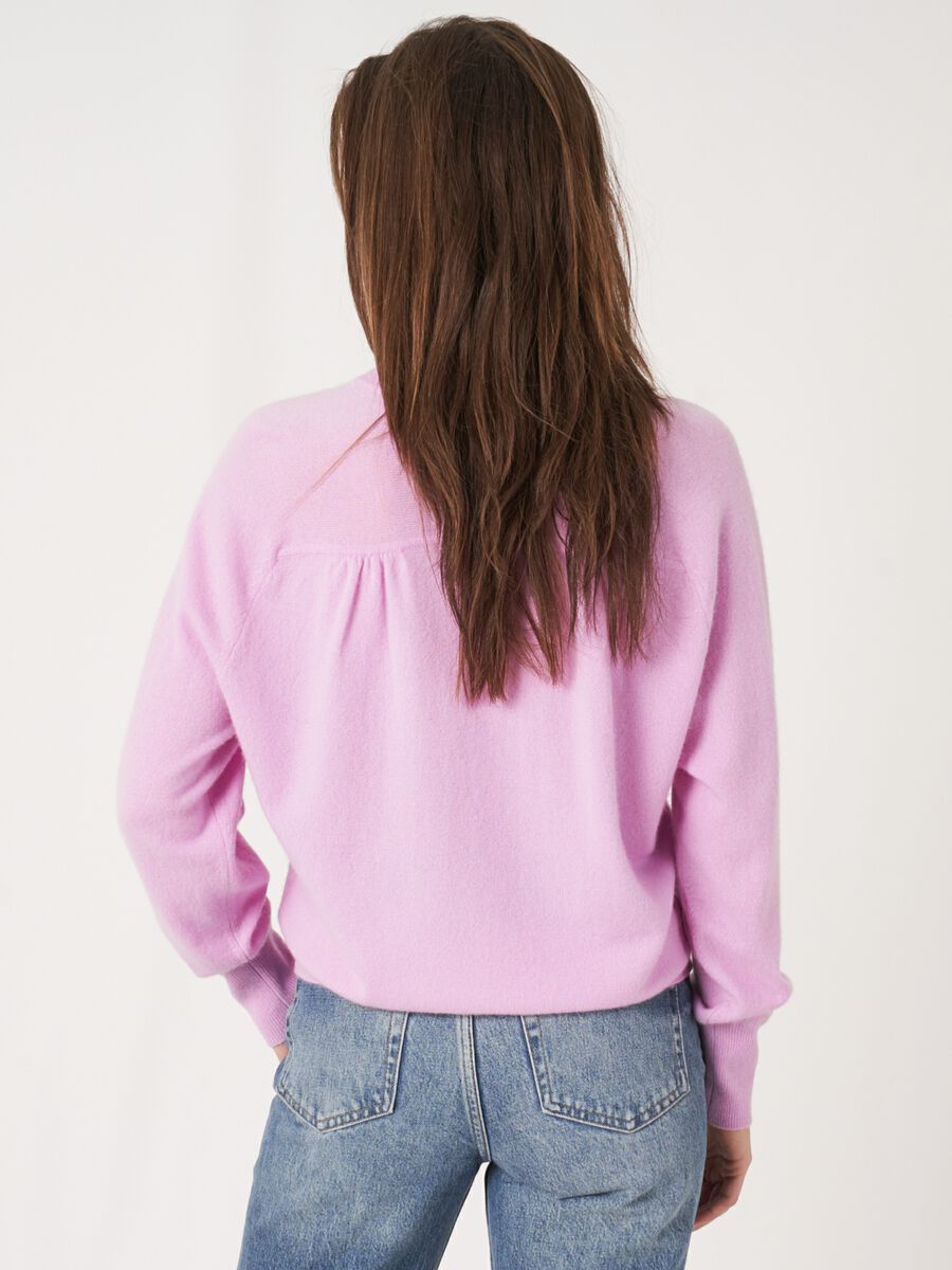 Cashmere trui met baseballkraag en halve knoopsluiting image number 1