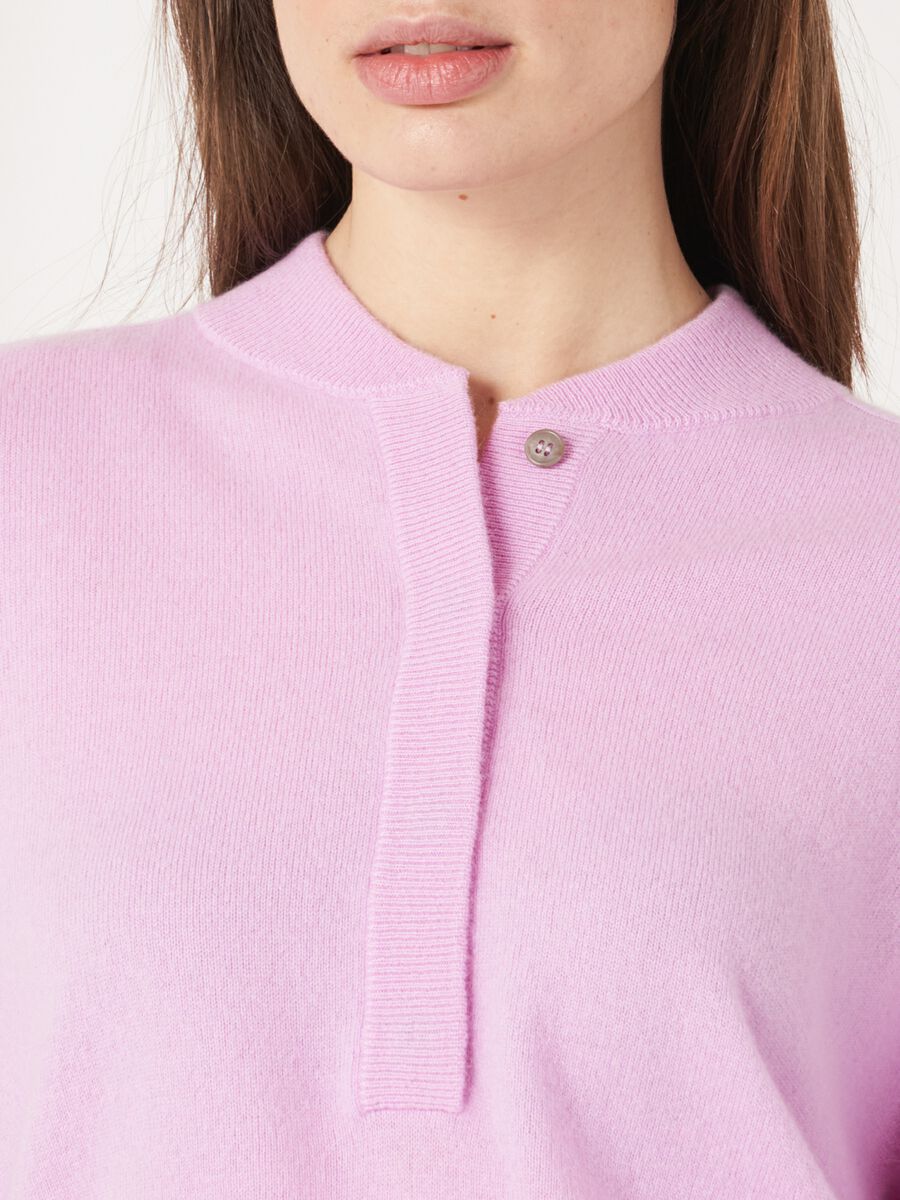 Cashmere trui met baseballkraag en halve knoopsluiting image number 3