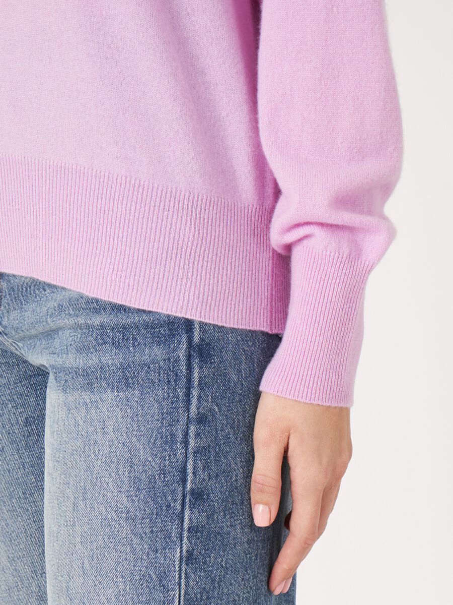 Cashmere trui met baseballkraag en halve knoopsluiting image number 4