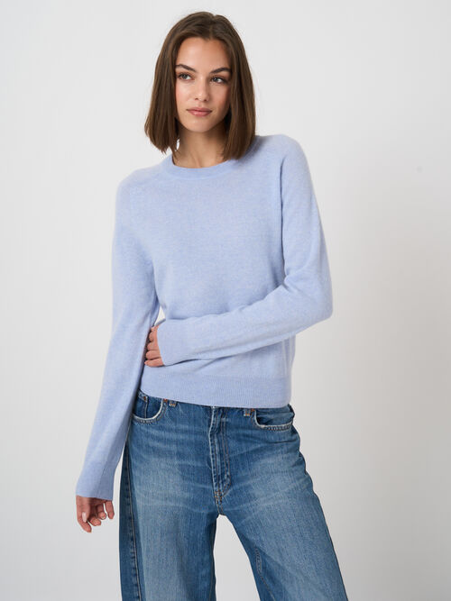 Lightweight Organic Cashmere Round-Neck Sweater