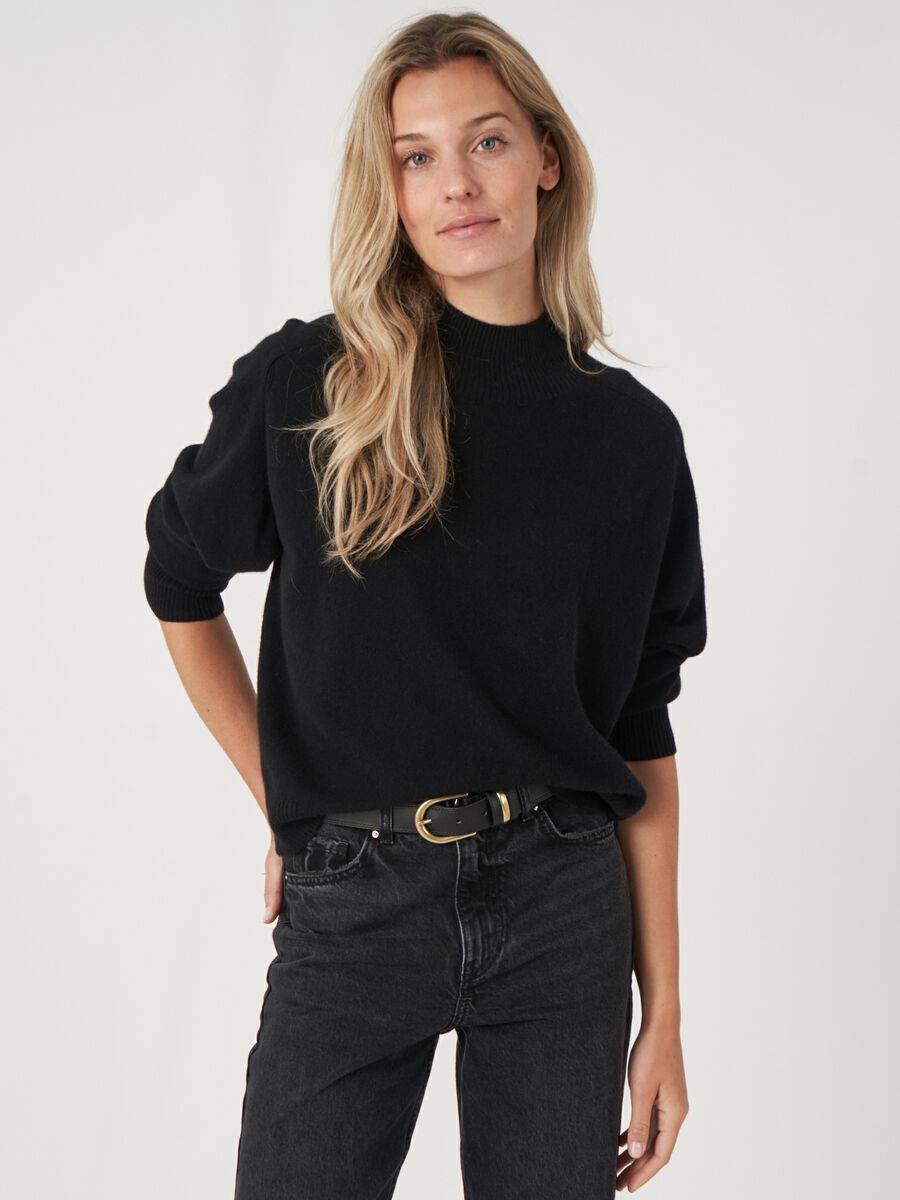 Stand collar jumper with saddle sleeves image number 0