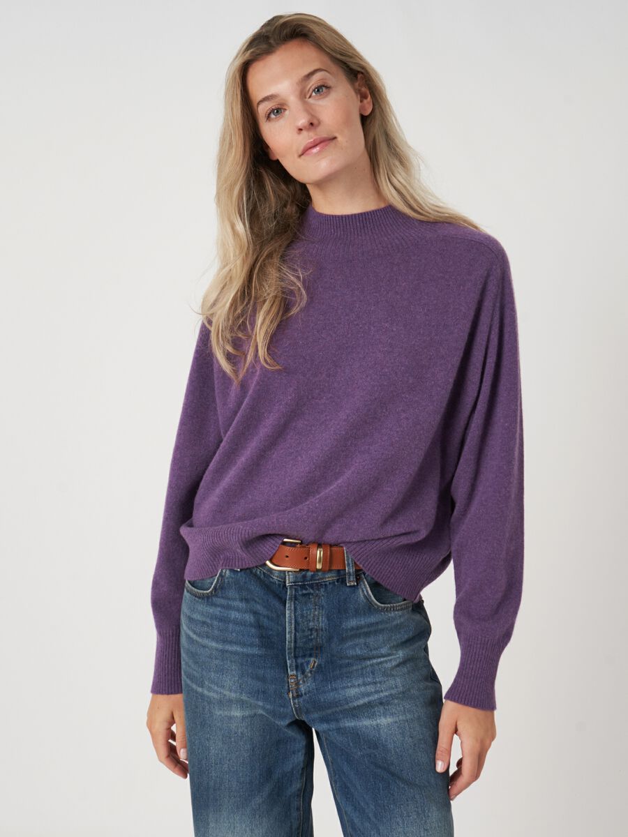 Stand collar jumper with saddle sleeves image number 0