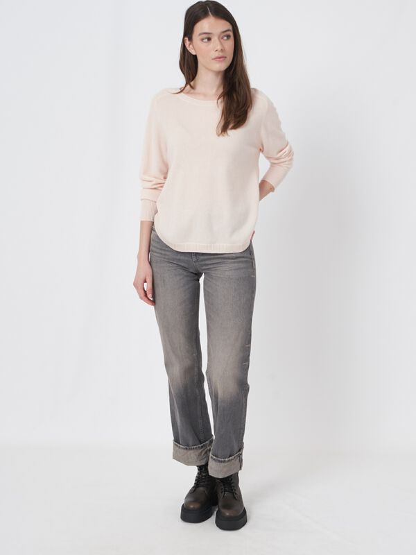 Pull en cachemire à ourlet rond et col bateau image number 4