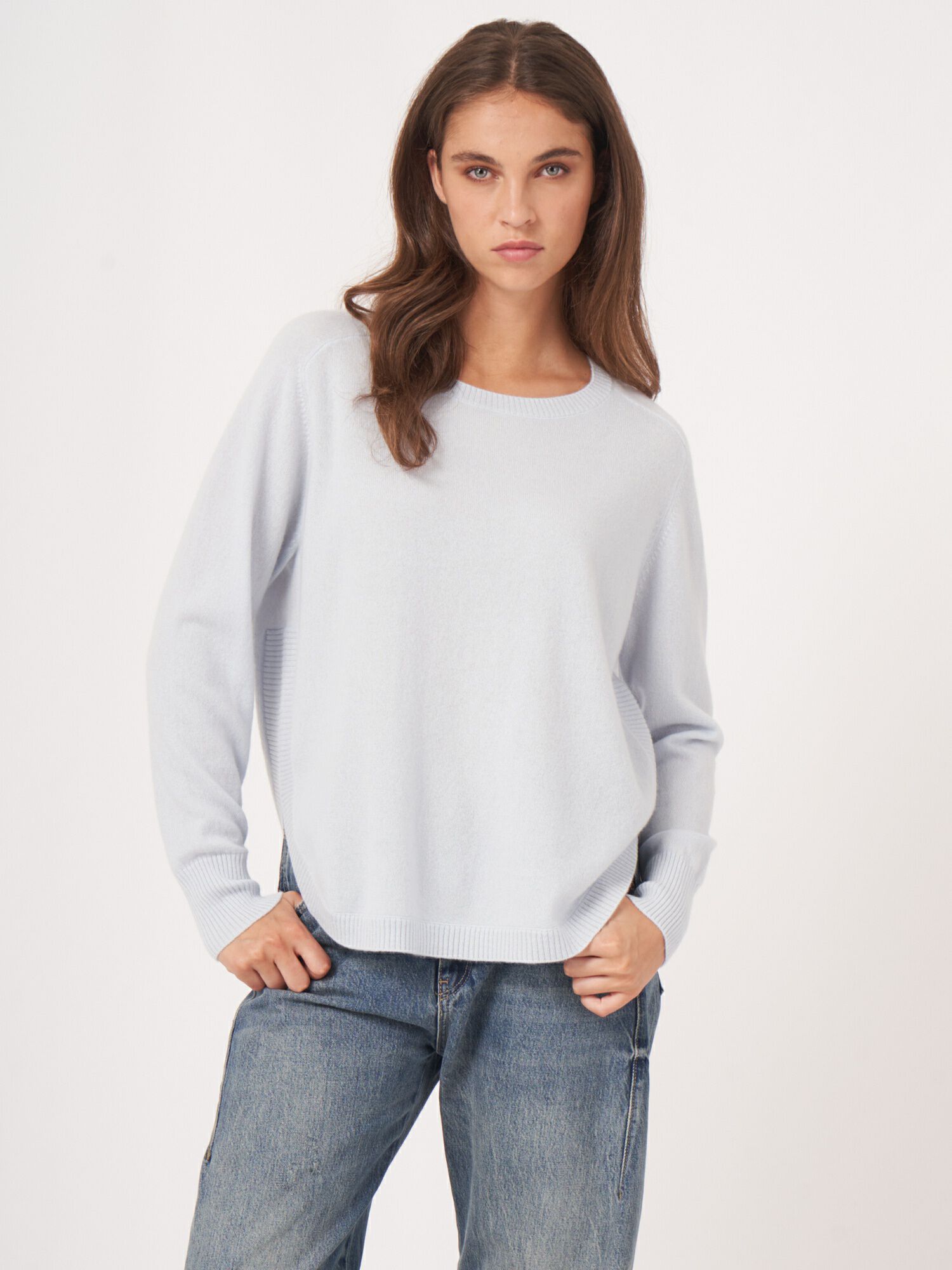 REPEAT cashmere Cashmere boothalstrui met ronde zoom