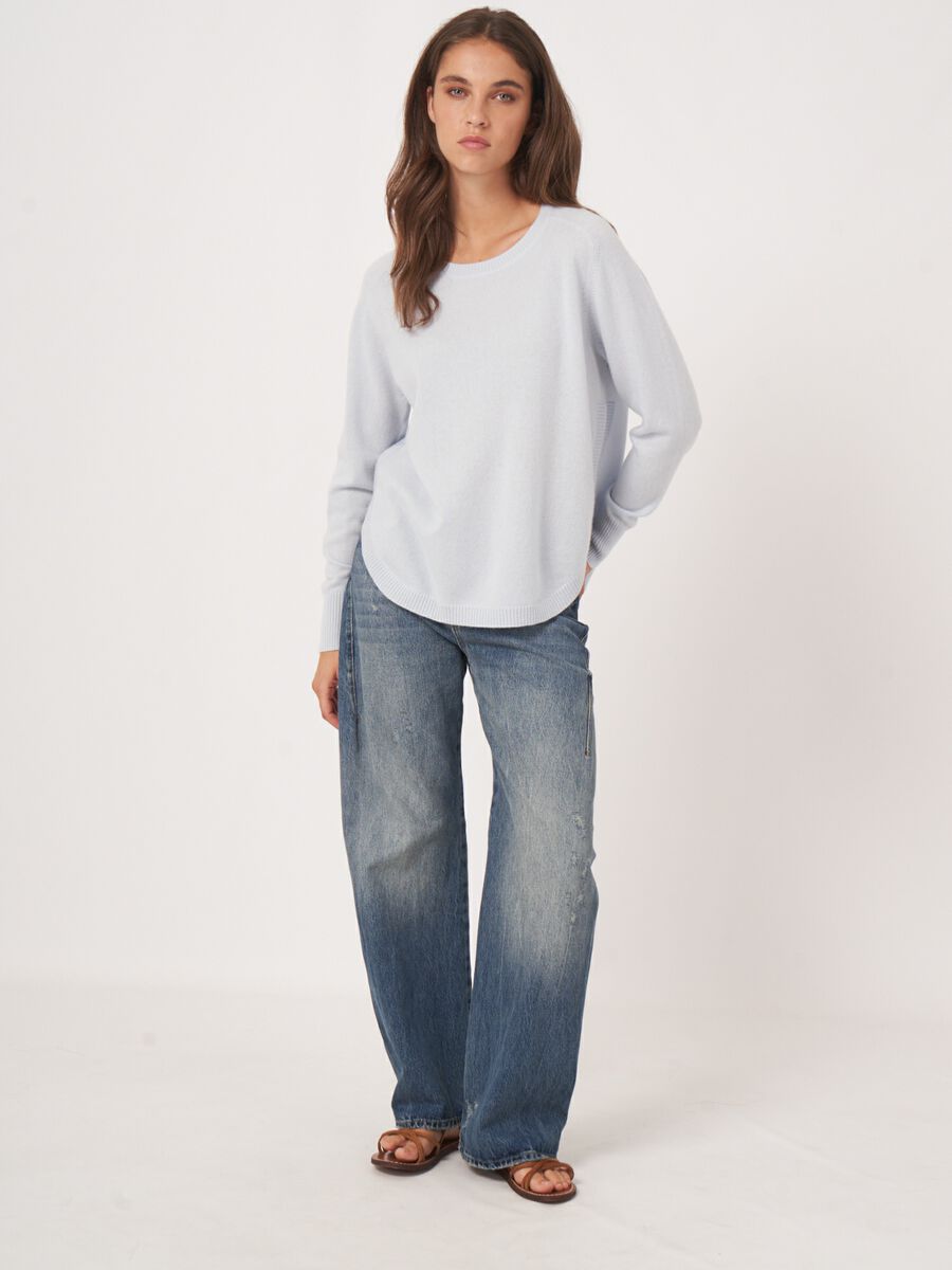 Pull en cachemire à ourlet rond et col bateau image number 5