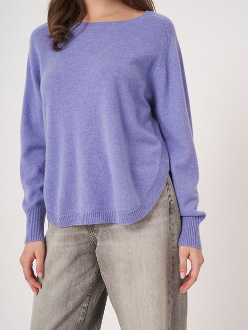 Pull en cachemire à ourlet rond et col bateau