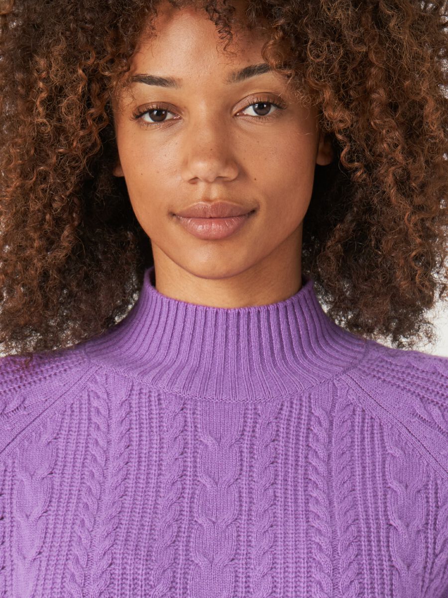 Cashmere kabeltrui met raglanmouwen image number 3