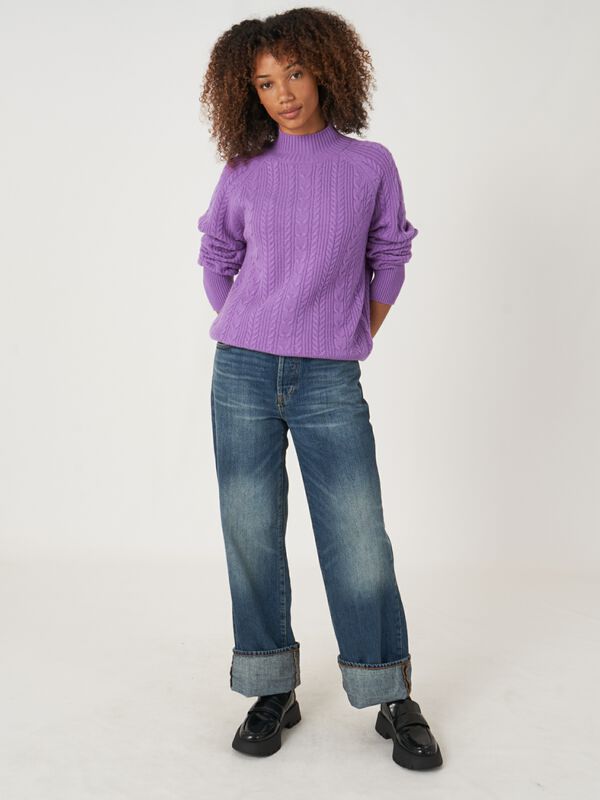 Kaschmirpullover in Zopfstrick mit Raglanärmeln image number 4