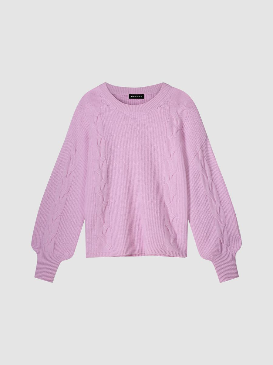 Pull en cachemire texturé avec manches bouffantes image number 0