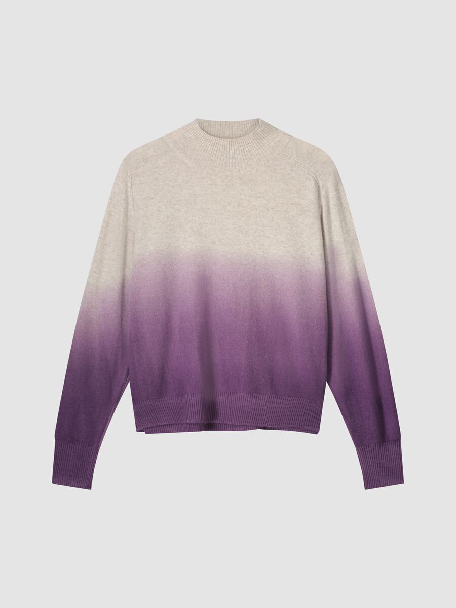 Dip dye cashmere sweater with stand collar image number 0