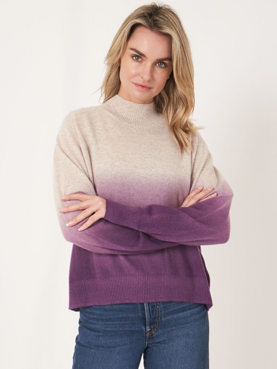 Kaschmirpullover mit Stehkragen und Dip-Dye-Muster image number 1