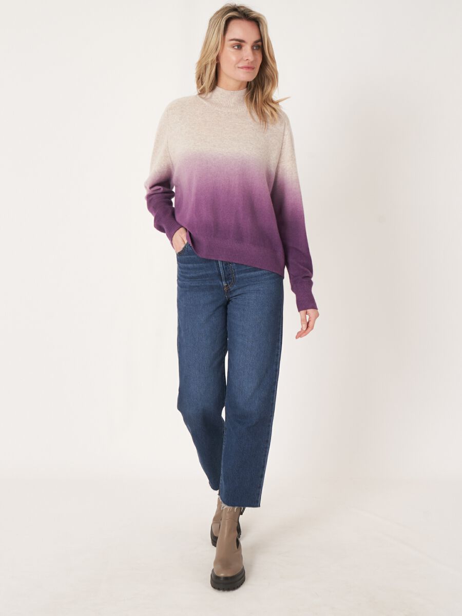 Kaschmirpullover mit Stehkragen und Dip-Dye-Muster image number 6