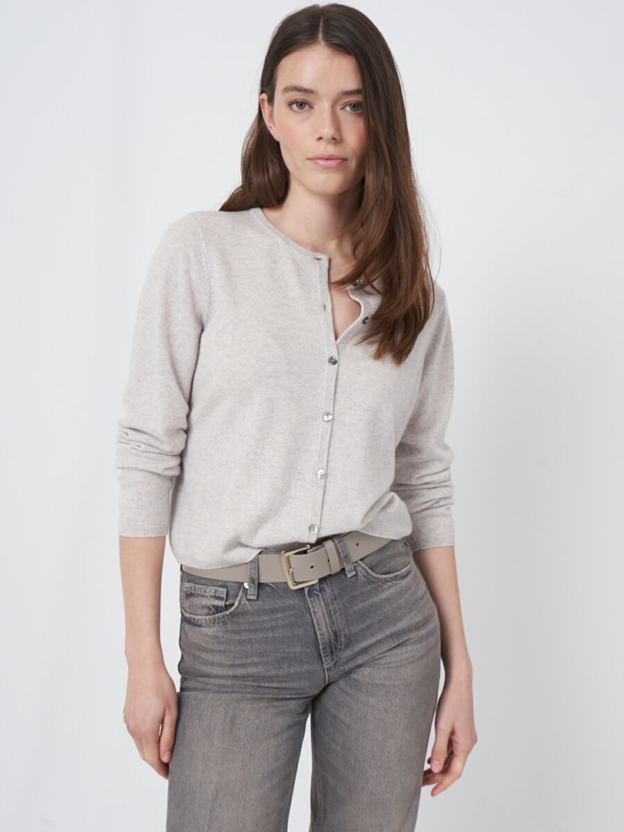 Fine knit buttoned cashmere cardigan image number 0