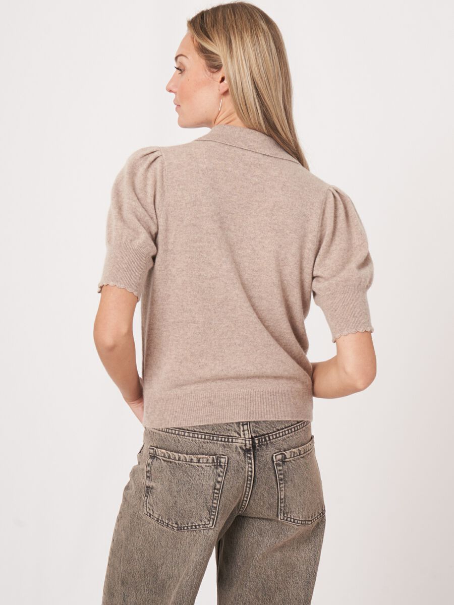 Trui met polokraag en korte pofmouw met gehaakte details image number 1