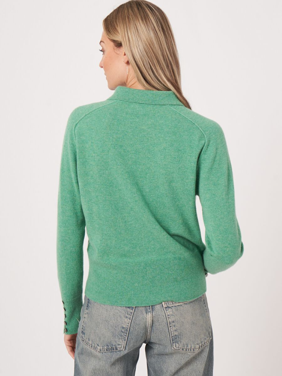 Fine knit polo neck cashmere sweater image number 1