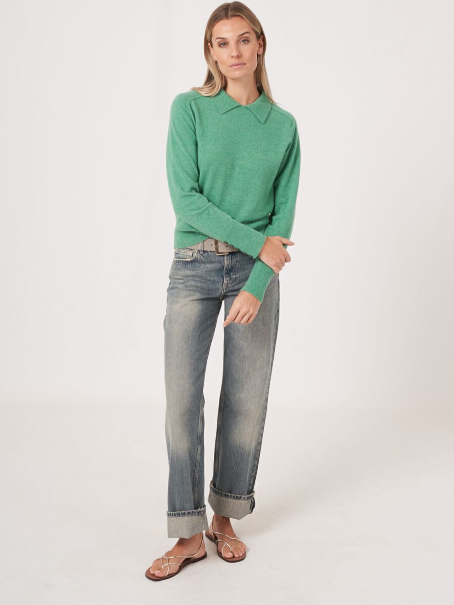 Fine knit polo neck cashmere sweater image number 4