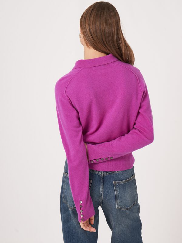 Fine knit polo neck cashmere sweater image number 1