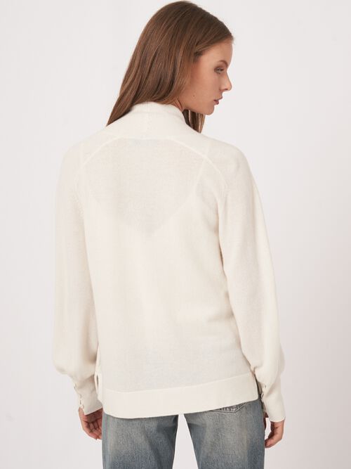 Offene leichte Kaschmir-Strickjacke mit Schalkragen