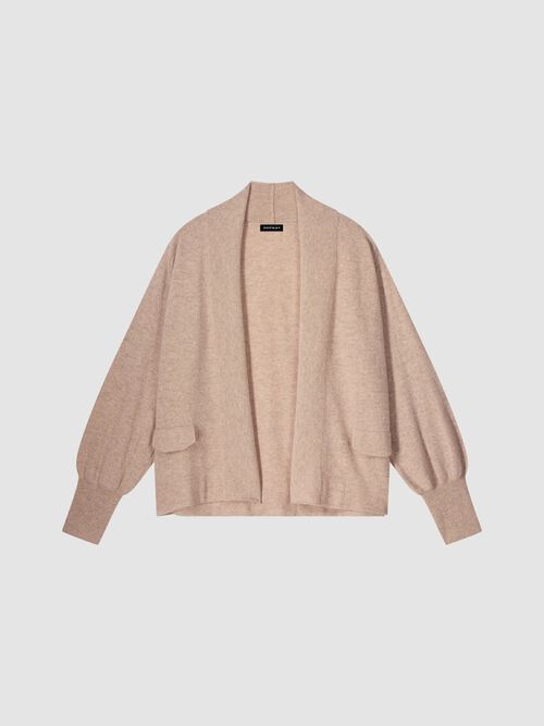 Offene leichte Kaschmir-Strickjacke mit Schalkragen