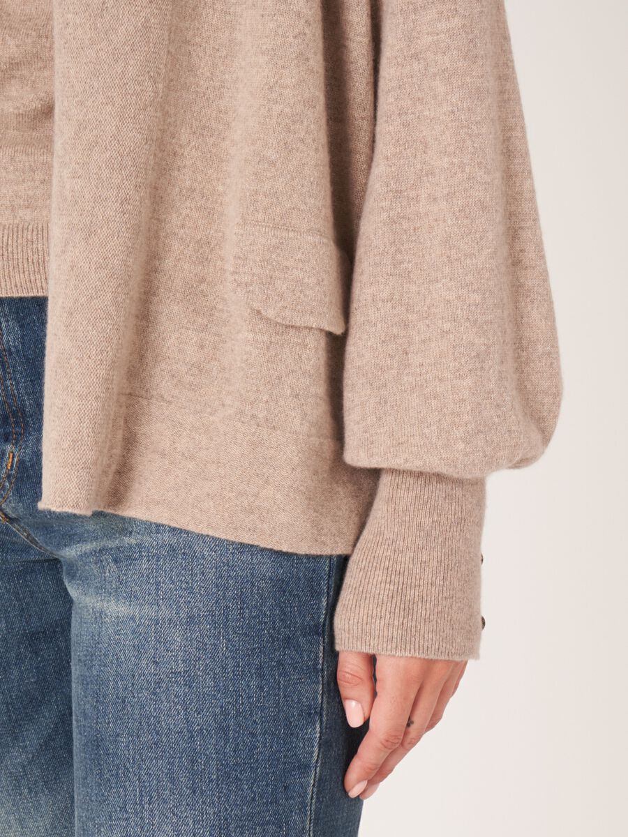 Offene leichte Kaschmir-Strickjacke mit Schalkragen image number 4