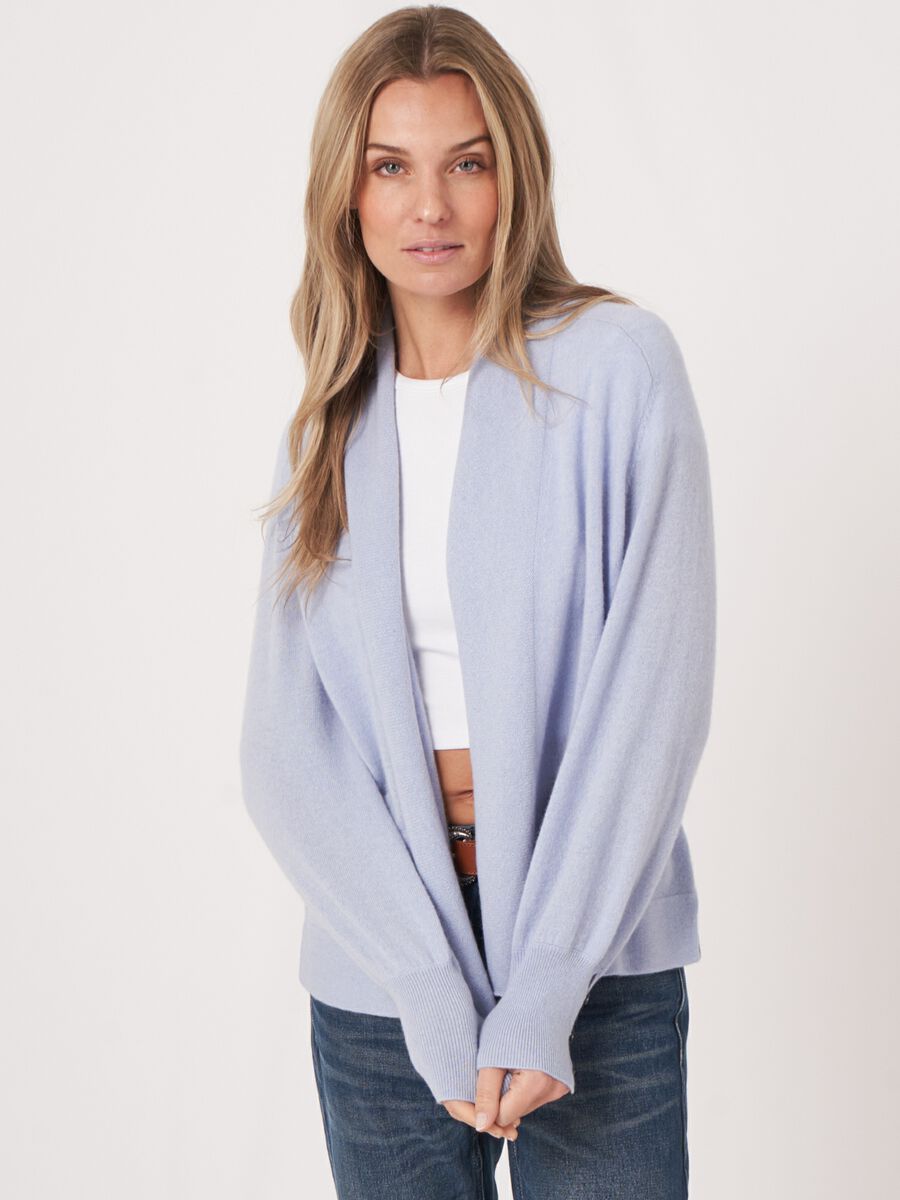 Open lightweight cashmere cardigan with shawl collar image number 0