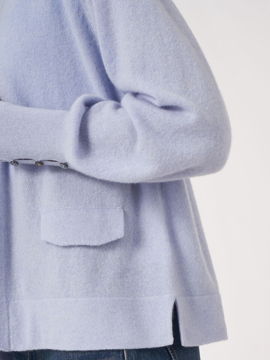 Offene leichte Kaschmir-Strickjacke mit Schalkragen image number 3