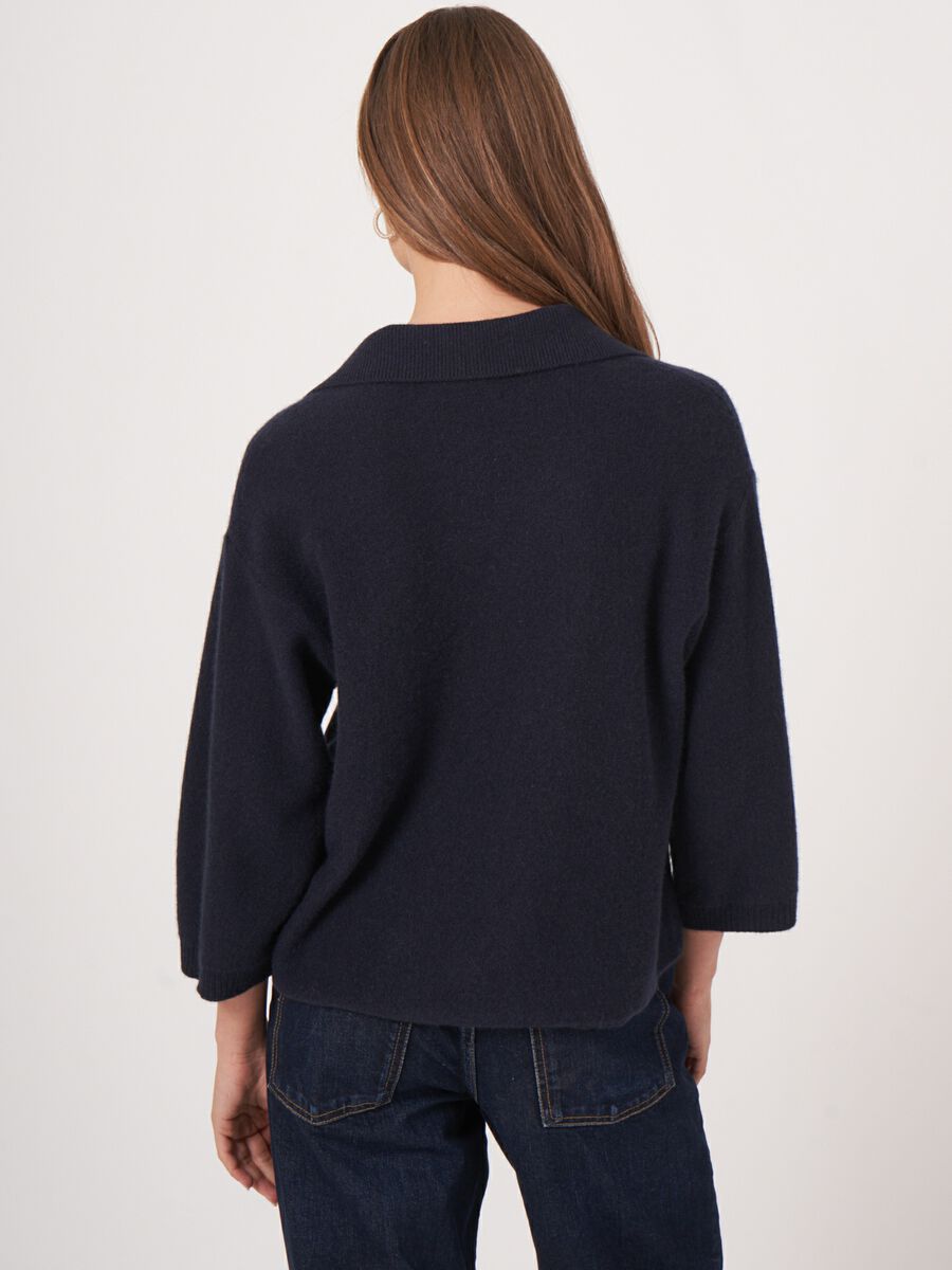 Polo neck cashmere cardigan with buttons image number 1