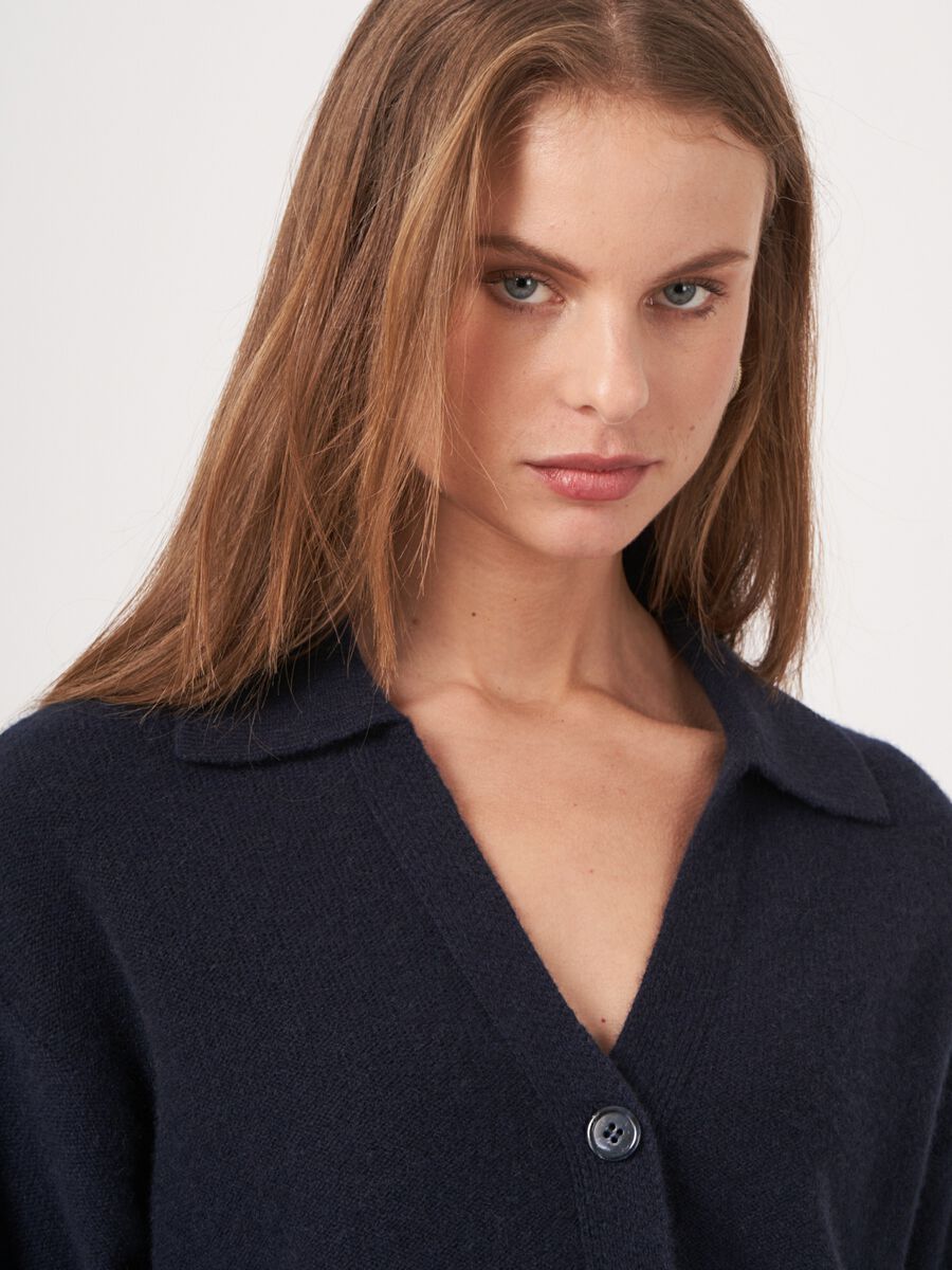 Polo neck cashmere cardigan with buttons image number 2