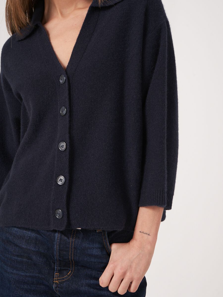Polo neck cashmere cardigan with buttons image number 3