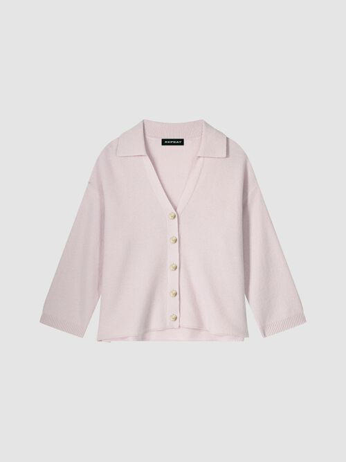 Cashmere vest met polokraag en knopen