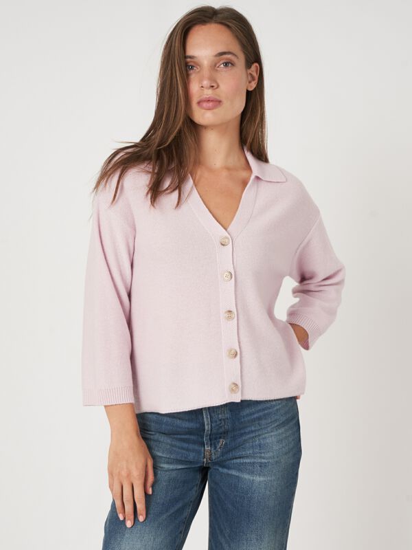 Cashmere vest met polokraag en knopen image number 1