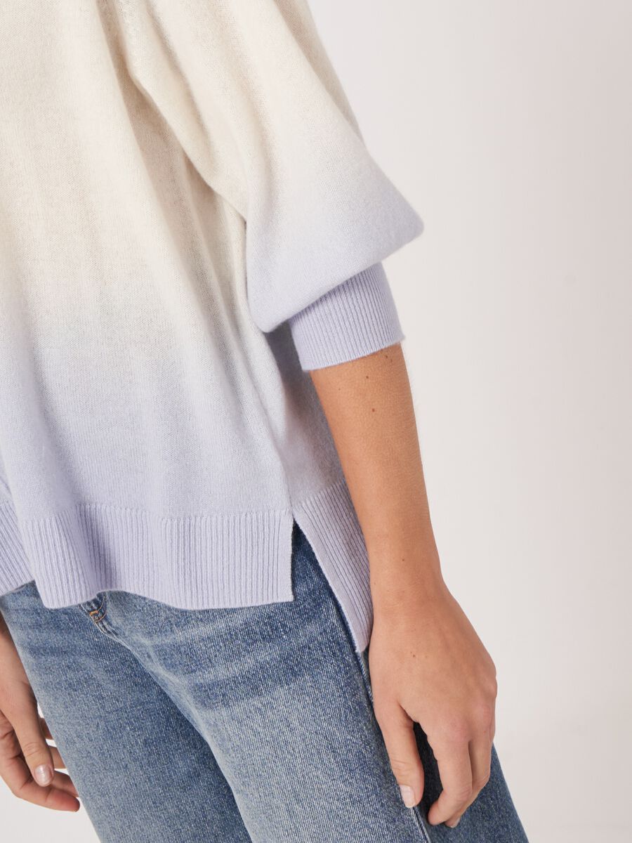 Cashmere V-hals trui met dip dye print image number 3