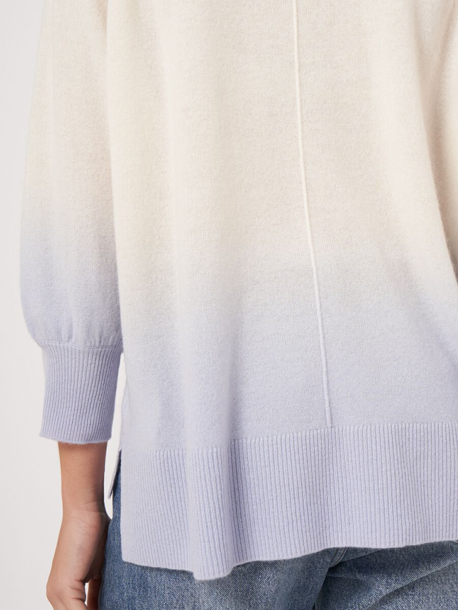 Cashmere V-hals trui met dip dye print image number 4