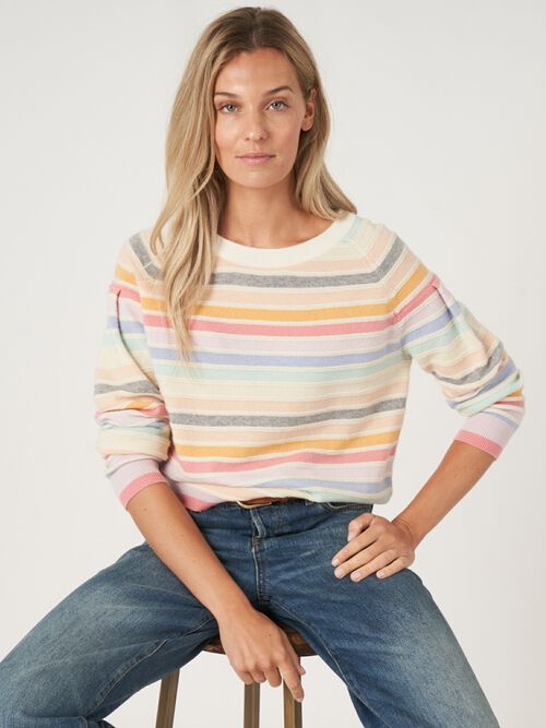 Kaschmir-Regenbogen-Strickpullover