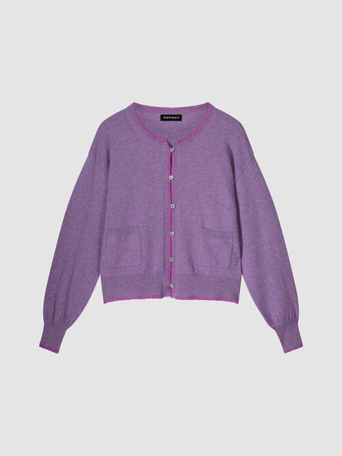 Kaschmir-Strickjacke mit Kontrastnähten