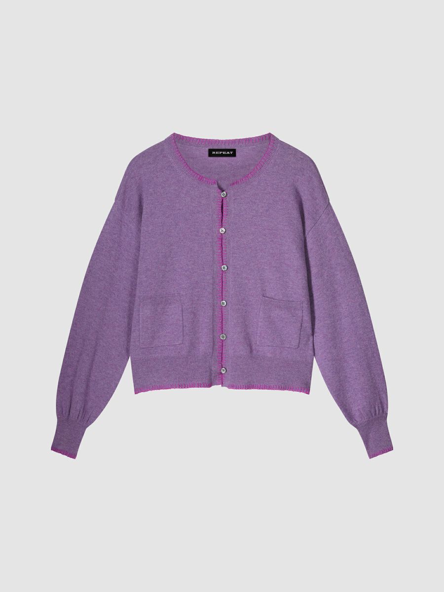 Kaschmir-Strickjacke mit Kontrastnähten image number 0