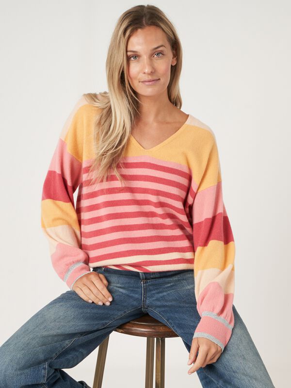 Mehrfarbig gestreifter Kaschmir-Pullover image number 1