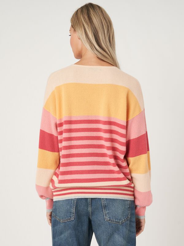 Mehrfarbig gestreifter Kaschmir-Pullover image number 2
